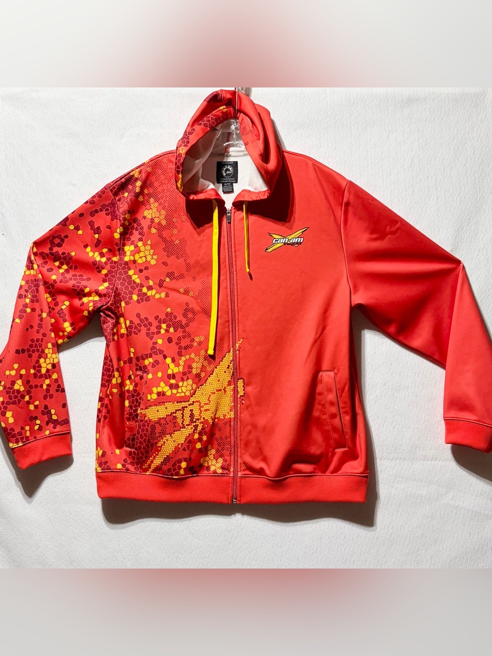 BRP Team Can-Am Full Zip Lined Hoodie Jacket Mens XL Extra Large Orange Yellow